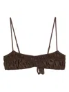 Faithfull The Brand Rocio Ruched Bikini Top In Brown