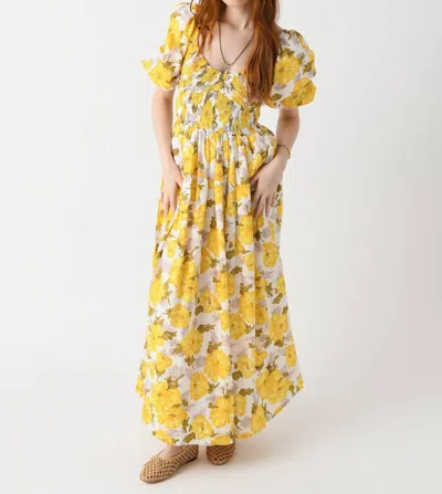 Pre-owned Faithfull The Brand Rosarico Midi Dress In Isadora Floral In Yellow