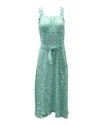 Faithfull The Brand Saint Tropez Floral Print Dress With Belt In Green Rayon In Green