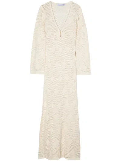 Faithfull The Brand + Net Sustain Serena Pointelle-knit Cotton Maxi Dress In Off White