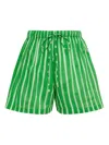 Faithfull The Brand Sereno Striped Drawstring Shorts In Green