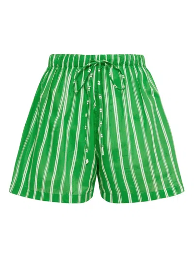 Faithfull The Brand Sereno Striped Drawstring Shorts In Green