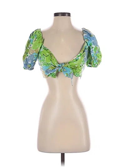 Faithfull The Brand Short Sleeve Blouse In Green
