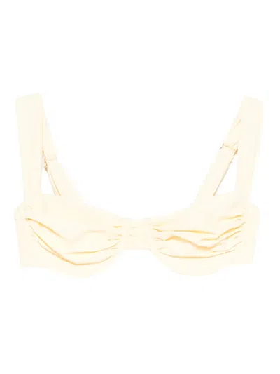 Faithfull The Brand Sol Gathered Bikini Top In Neutral