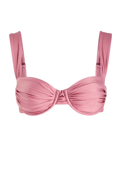 Faithfull The Brand Sol Ruched Bikini Top In Pink