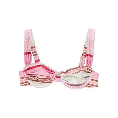 Faithfull The Brand Sol Striped Ruched Bikini Top In Multi