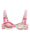 Faithfull The Brand Sol Striped Ruched Bikini Top In Pink