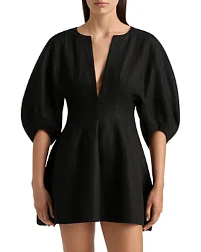 Faithfull The Brand Soleil Linen Mini Dress In Black