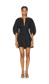 Faithfull The Brand Soleil Linen Mini Dress In 黑色