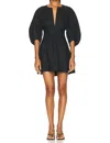 Faithfull The Brand Soleil Linen Mini Dress In Black