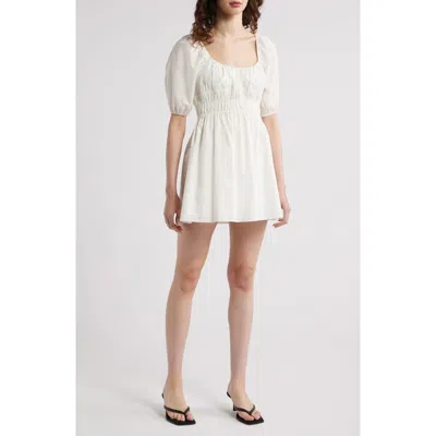 Faithfull The Brand Sophia Shirred Cotton Minidress In White