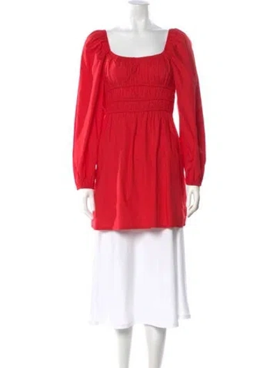 Pre-owned Faithfull The Brand Square Neckline Long Sleeve Tunic In Red