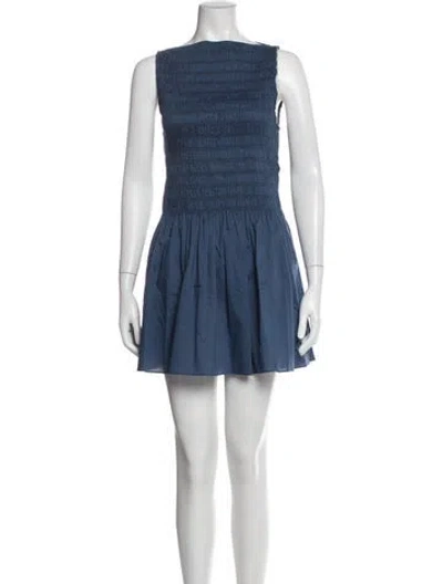 Pre-owned Faithfull The Brand Square Neckline Mini Dress In Blue