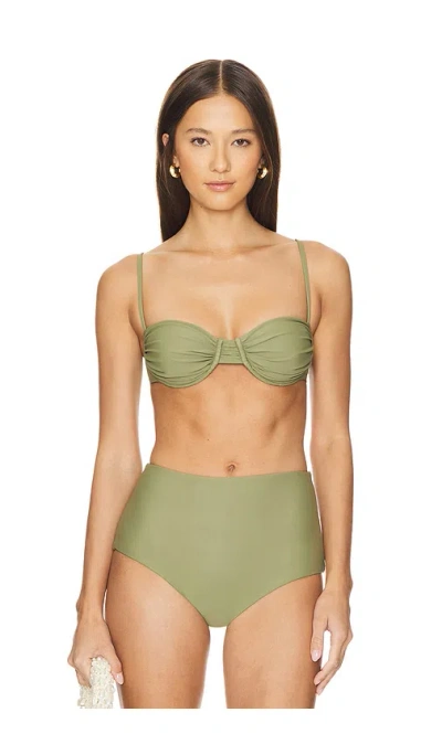 Faithfull The Brand Stefania Bikini Top In Khaki