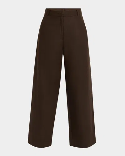 Faithfull The Brand Stevie Straight Linen Trousers In Coffee