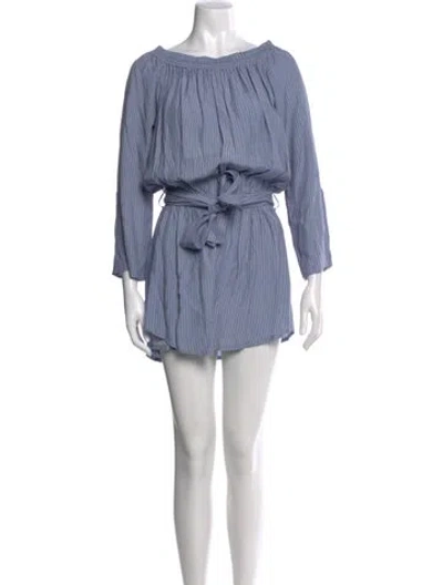 Pre-owned Faithfull The Brand Striped Bateau Neckline Romper In Blue