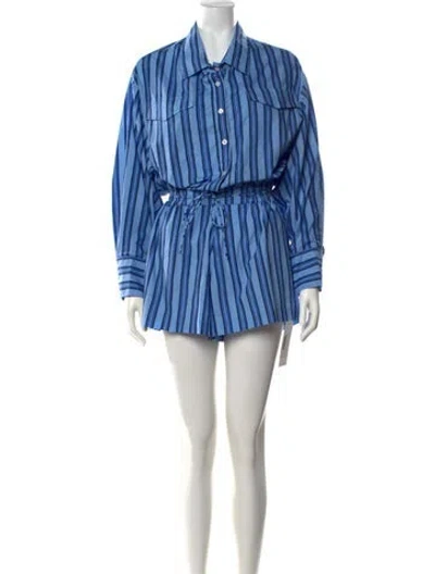 Pre-owned Faithfull The Brand Striped Jumpsuit In Blue