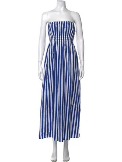 Pre-owned Faithfull The Brand Striped Long Dress In Blue