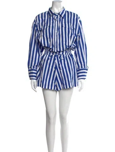 Pre-owned Faithfull The Brand Striped Romper In Blue
