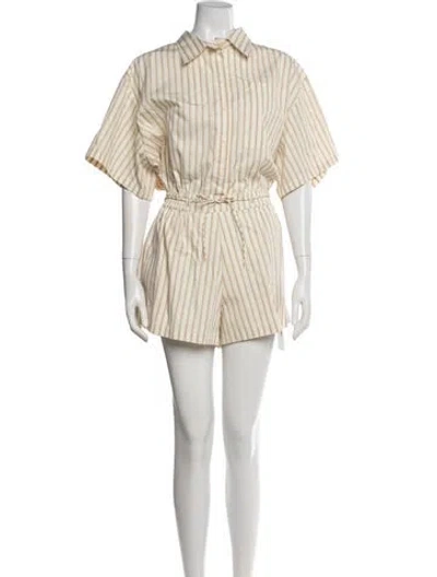 Pre-owned Faithfull The Brand Striped Romper In Neutrals