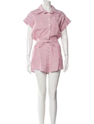Pre-owned Faithfull The Brand Striped Romper In Pink
