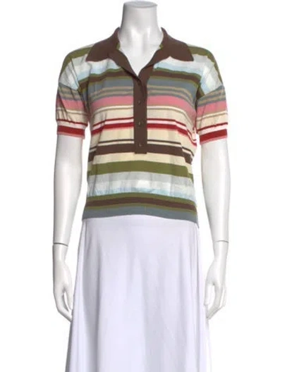 Pre-owned Faithfull The Brand Striped Short Sleeve Polo In Multi