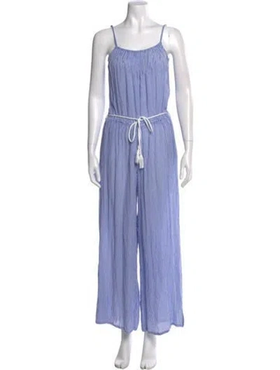 Pre-owned Faithfull The Brand Striped Square Neckline Jumpsuit In Blue