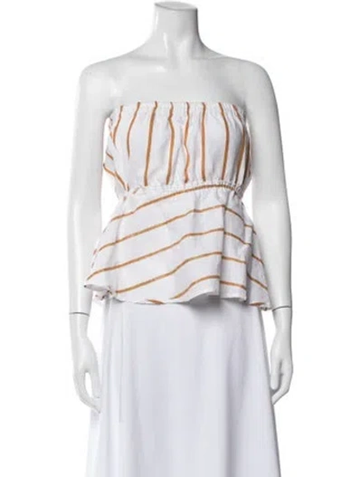 Pre-owned Faithfull The Brand Striped Strapless Top In White