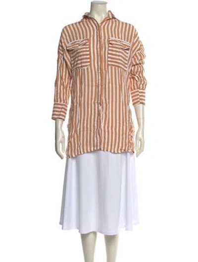 Pre-owned Faithfull The Brand Striped Three-quarter Sleeve Tunic In Neutral