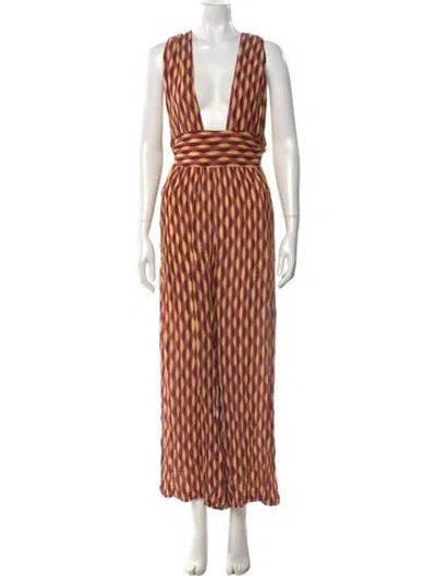 Pre-owned Faithfull The Brand Striped V-neck Jumpsuit In Multi