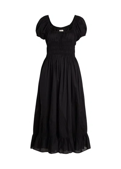 Faithfull The Brand Sunniva Panelled Cotton Midi Dress In Black