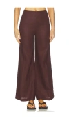 Faithfull The Brand Syna Linen Trousers In Brown