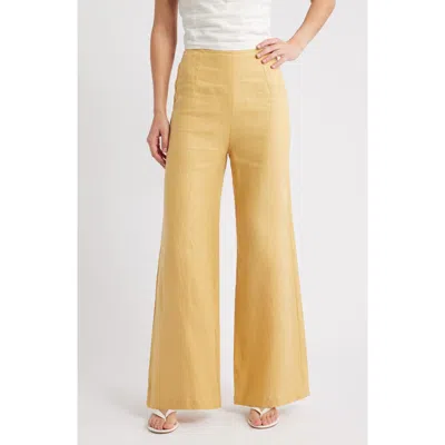 Faithfull The Brand Syna Wide Leg Linen Pants In Yellow
