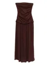 Faithfull The Brand Tali Ruched Strapless Dress In Brown