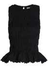 Faithfull The Brand Thea Shirred Cotton Top In Black