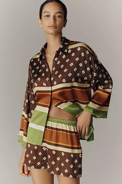 Faithfull The Brand Tia Valencia-stripe Geometric-print Shorts In Multi