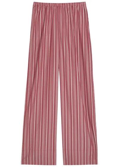 Faithfull The Brand Tone Striped Straight-leg Cotton Trousers In Red