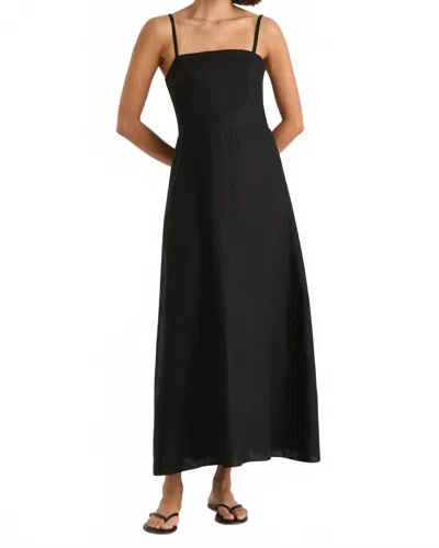 Faithfull The Brand Valerie Linen Midi Dress In Black
