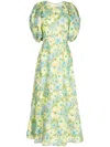 Faithfull The Brand Valerina Floral-print Linen Maxi Dress In Green