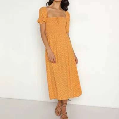 Faithfull The Brand Valetta Midi Dress In Ermita Floral Print In Orange