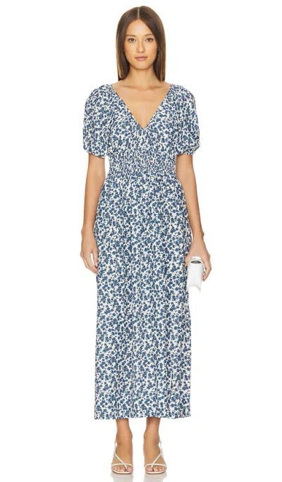 Faithfull The Brand Valras Midi Dress In Leilani & Mid Blue