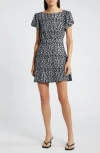 Faithfull The Brand Valras Mini Dress In Amaryllis Floral Black/white