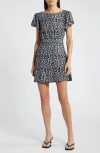 Faithfull The Brand Valras Mini Dress In Amaryllis Floral Black/white