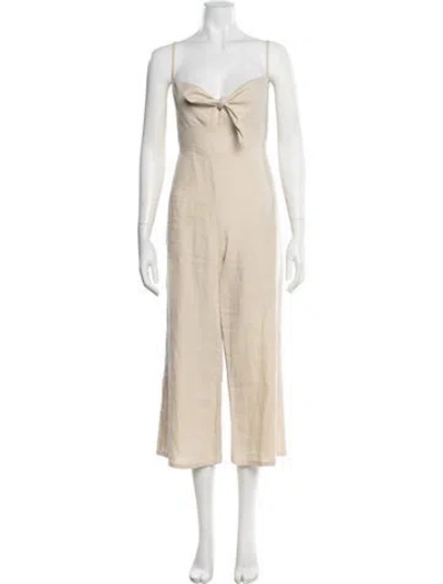 Pre-owned Faithfull The Brand V-neck Jumpsuit In Neutral