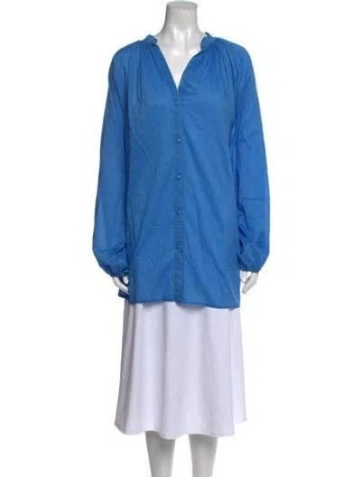 Pre-owned Faithfull The Brand V-neck Long Sleeve Tunic In Blue