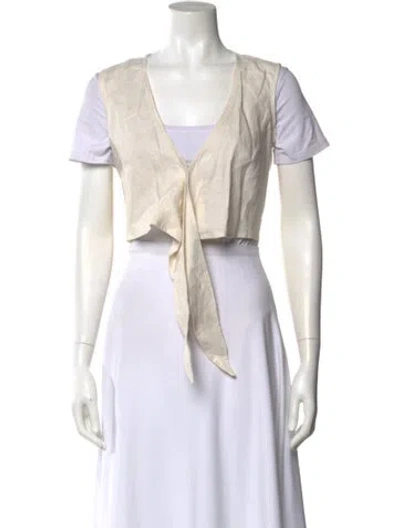 Pre-owned Faithfull The Brand V-neck Short Sleeve Crop Top In Neutral