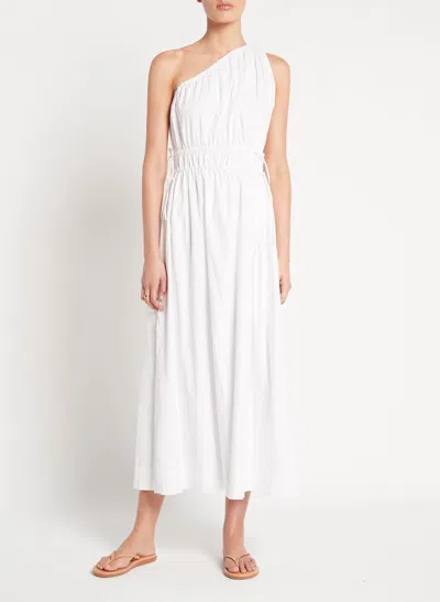Faithfull The Brand White One Shoulder Midi Dress