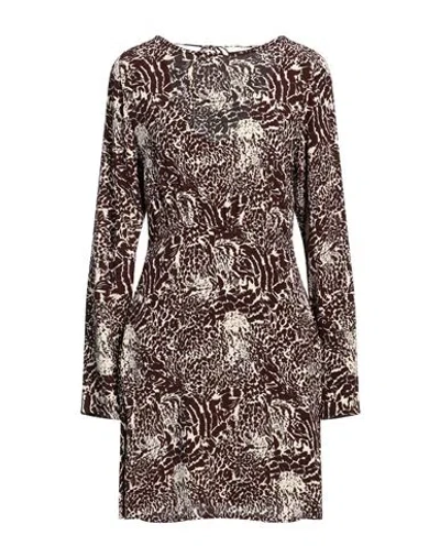 Faithfull The Brand Woman Mini Dress Dark Brown Size 00 Rayon