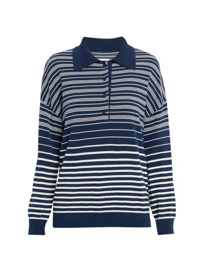 Faithfull The Brand Women's Harlow Striped Oversized Polo In Blue