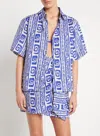 Faithfull The Brand Women's Oversized Short Sleeve Shirt In Blue